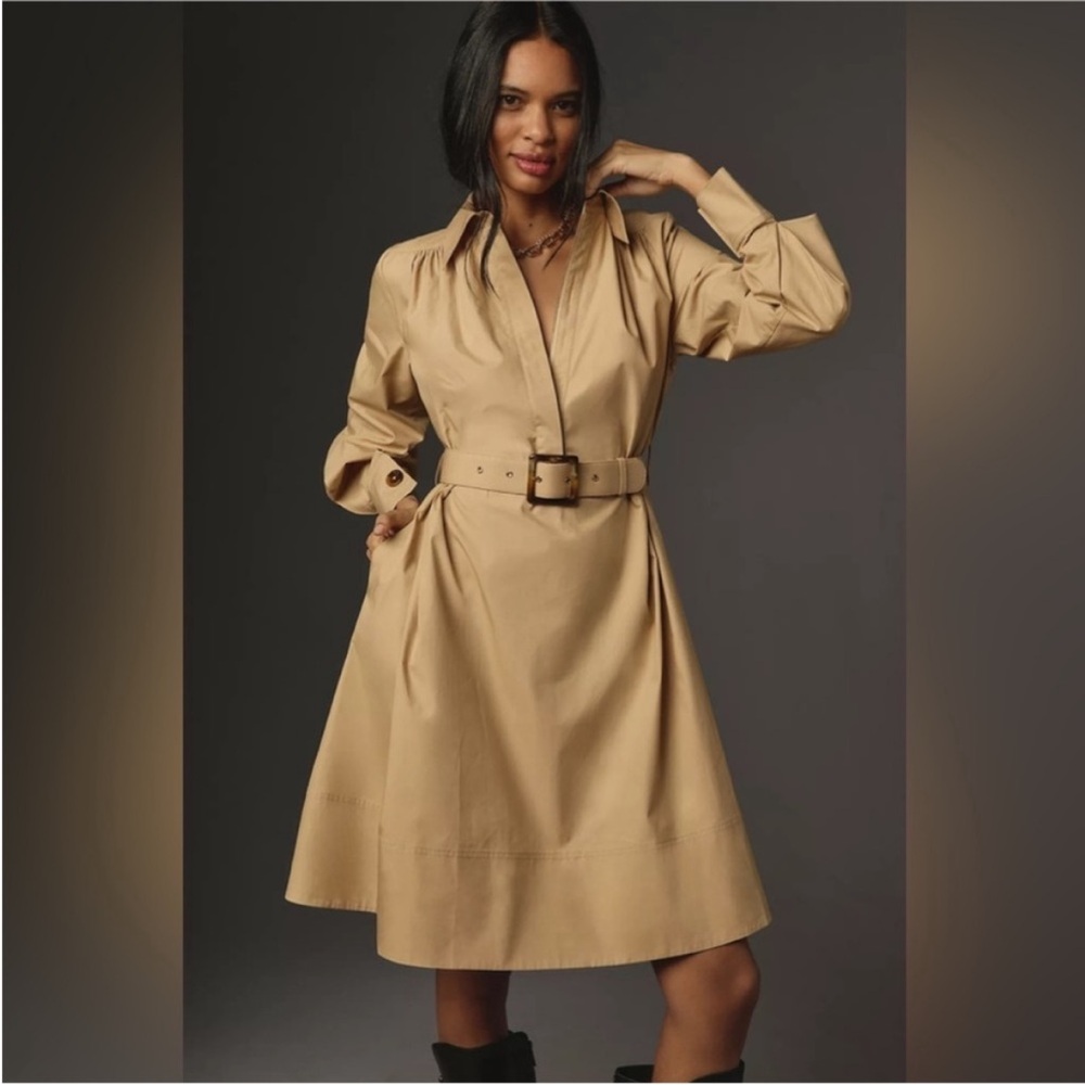 Anthropologie Mare Mare Tan Long Sleeve Dress Shirt